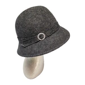 Women's Wool Cloche Hat Charcoal Grey Heather Felt Bell Style One Size